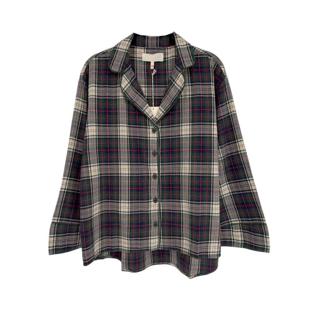 THE GREAT. The Flannel Pajama Top in Pine Lodge Plaid 0|XS